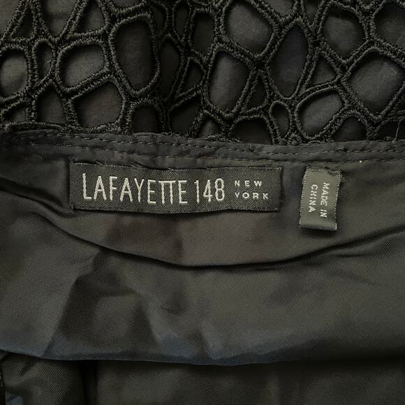 Lafayette 148 long skirt size 6 elegant black netted lace uplevel whimsigoth - Picture 5 of 6